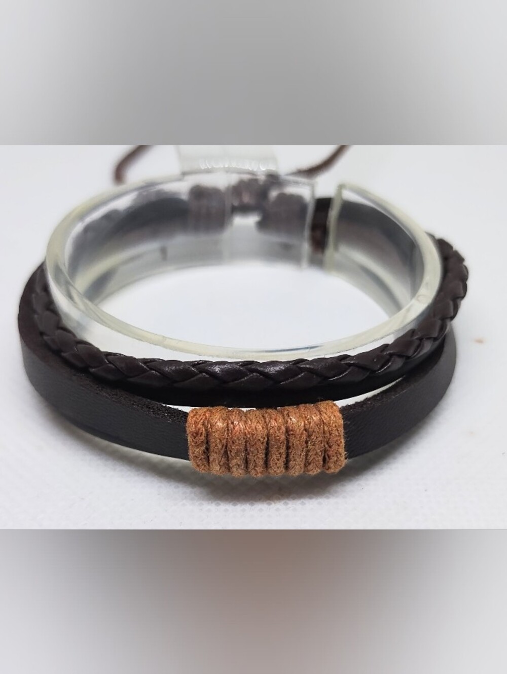 Men's Bracelet Leather Braided Layered Brown New Jewelry G28